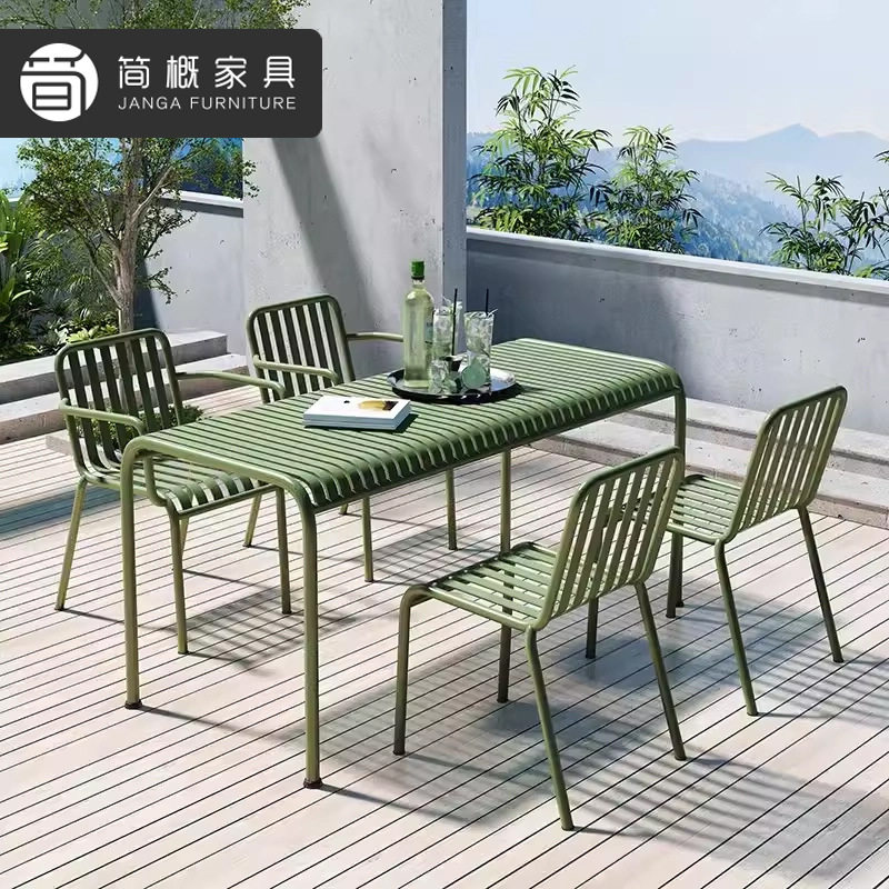 别墅花园庭院金属桌椅户外防水防晒一桌四椅组合酒店民宿阳台桌椅