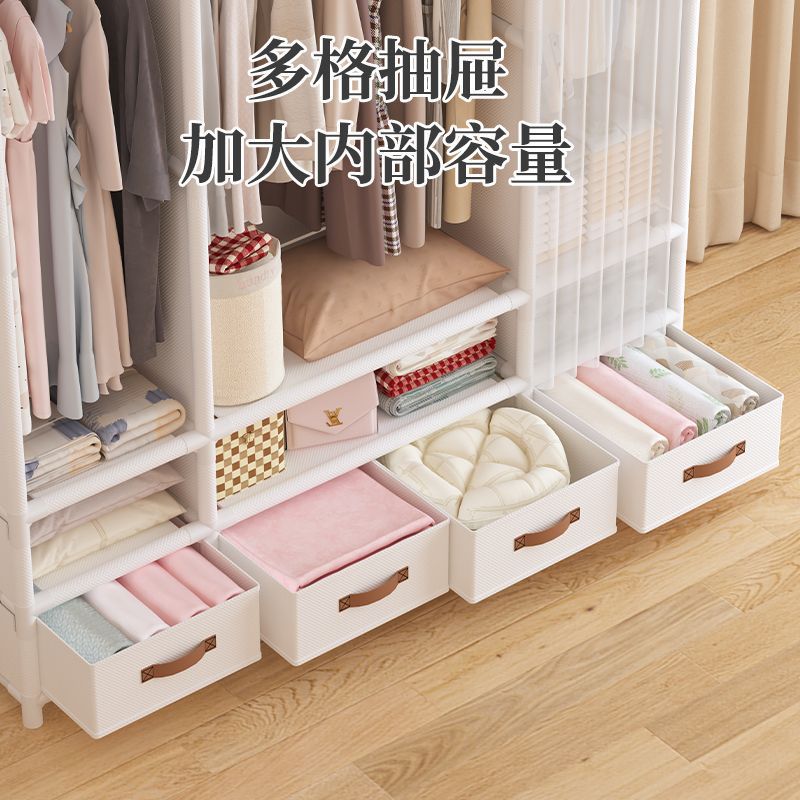 简易衣柜日式布衣柜家用卧室多层防尘加粗抽屉大容量收纳落地衣架