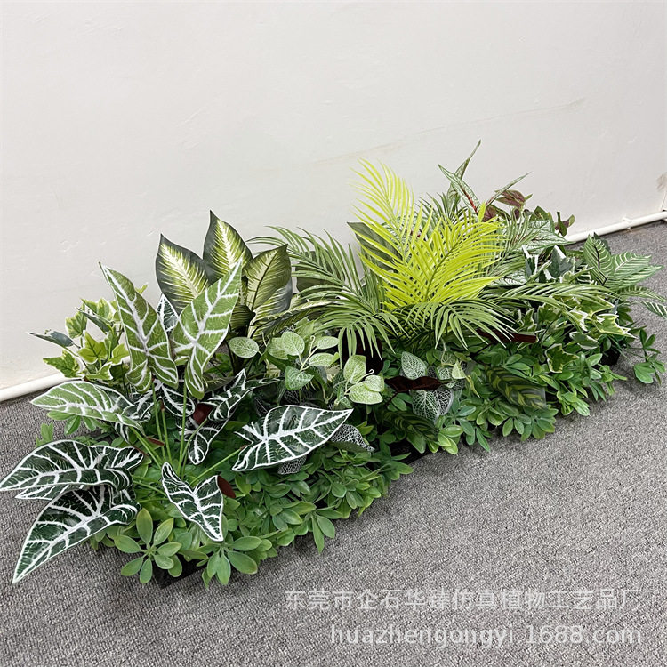 仿真植物造景组合散尾葵扇葵室内花槽隔断花艺装饰景观假绿植批发