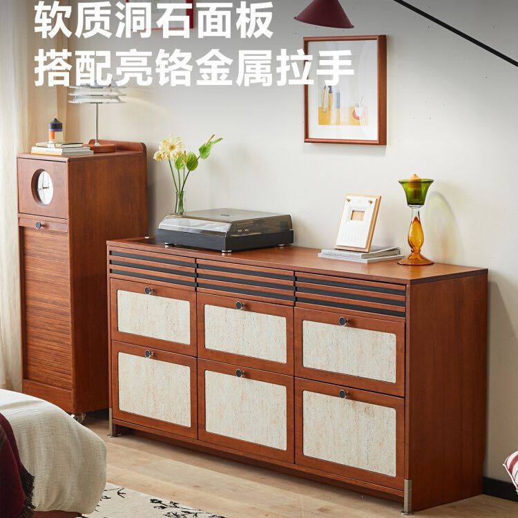 北欧风拼色九斗柜餐边柜靠墙一体卧室抽屉柜子实木斗柜储物收纳柜