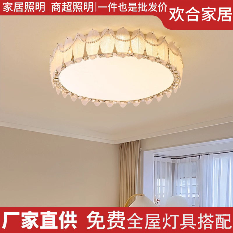 客厅吸顶灯网红奶油风家用创意个性羽毛灯具全屋2025新款组合套餐
