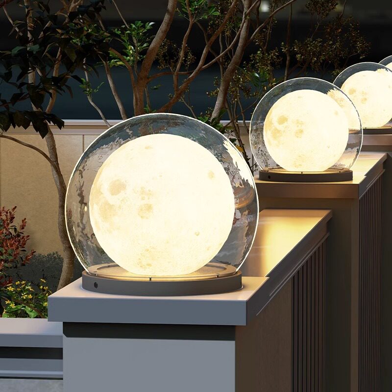 太阳能柱头灯灯可接电月球灯庭院灯防水景观灯围墙柱子灯led灯