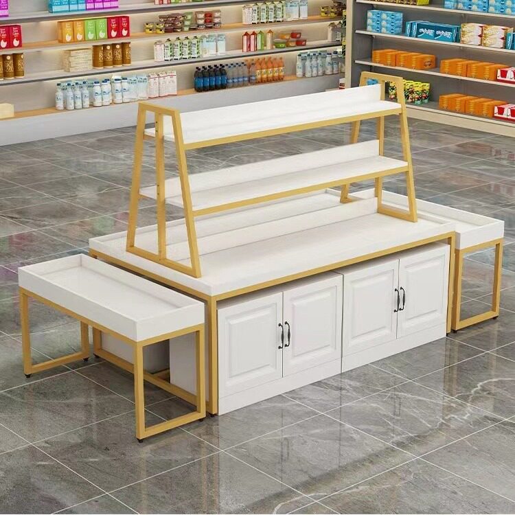 超市中岛展示台化妆品展柜便利店促销多层流水台母婴文具堆头货架