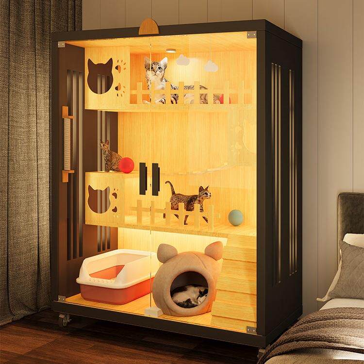 猫别墅家用室内猫窝超大自由空间猫笼子豪华木质猫屋四季通用猫房