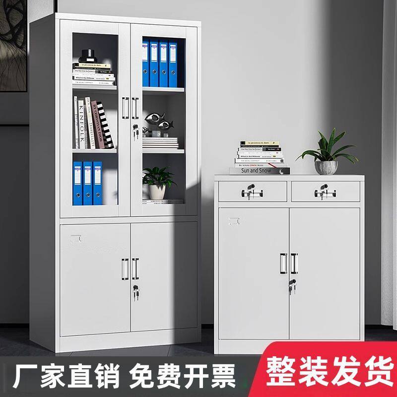 钢制矮柜办公室铁皮储物柜文件柜带锁档案柜资料柜凭证柜更衣柜子