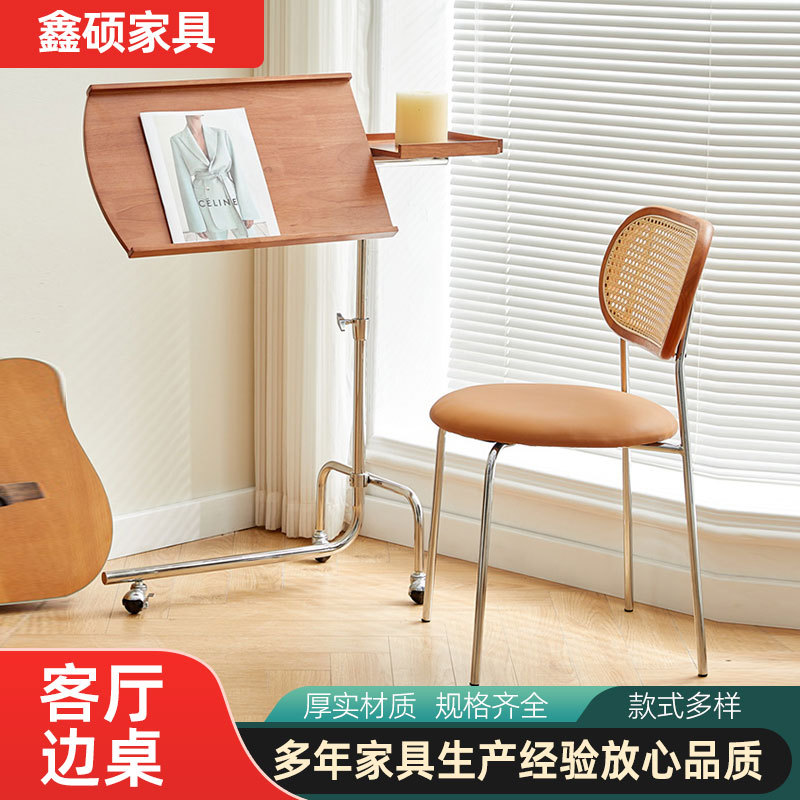 中古实木琴谱架北欧沙发可升降小推车客厅床头移动木质小边几