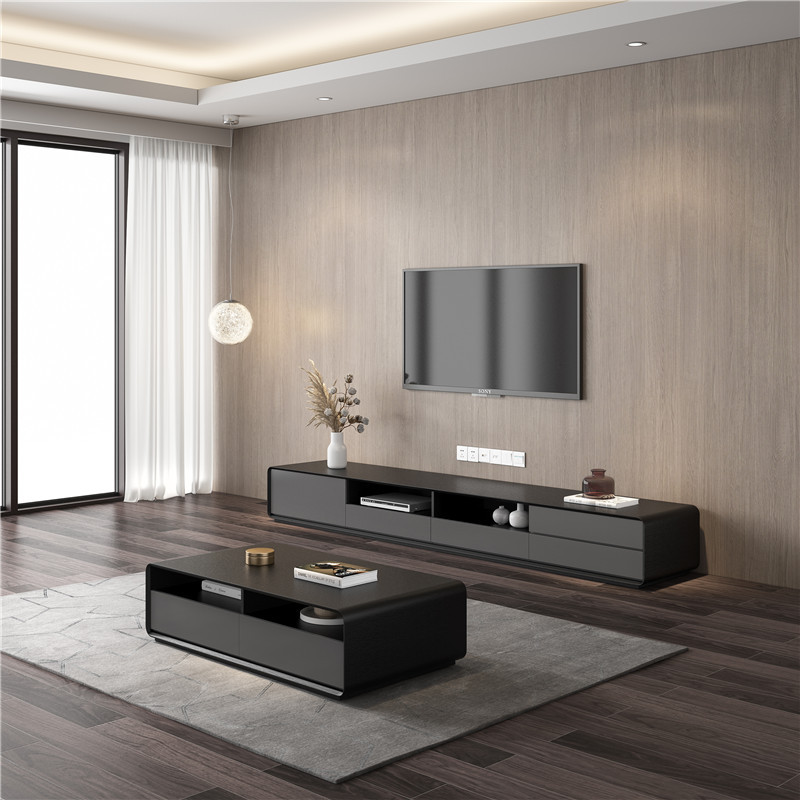 现代简约电视柜茶几组合北欧客厅大小户型轻奢储物机柜地柜墙