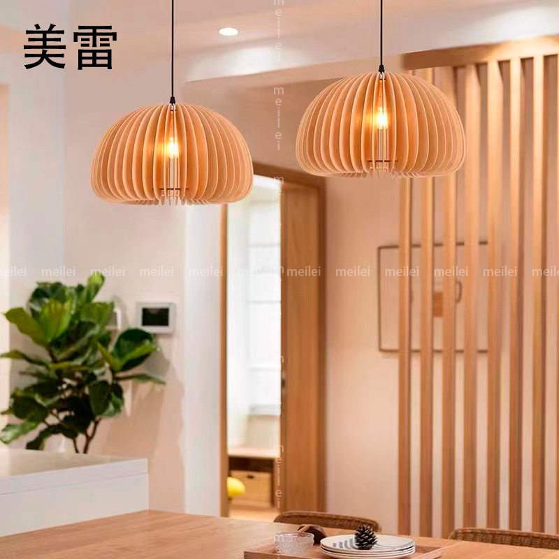 日式吊灯简约实木餐厅灯卧室床头客栈民宿咖啡馆寿司店北欧灯具