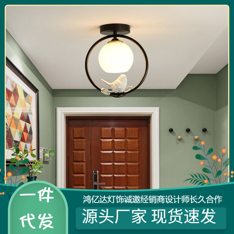 过道灯北欧创意小鸟入户走廊玄关灯简约现代衣帽间吸顶阳台灯具