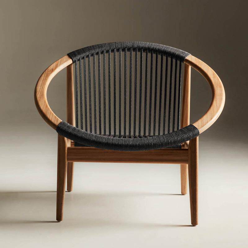 户外实木藤编沙发单人藤椅柚木中式休闲懒人阳台防水防晒茶几组合