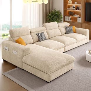 新款奶油风大小户型客厅棉麻布艺现代沙发简约雪尼尔绒可拆洗沙发