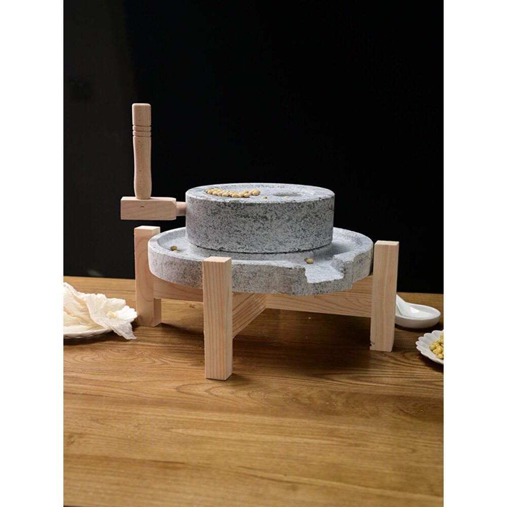 小石磨家用磨盘小磨青石石磨家用磨盘手工磨家用天然石头豆浆机