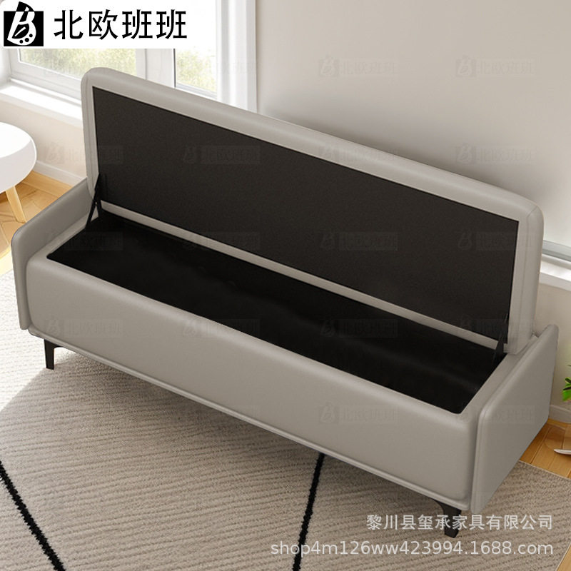 轻奢猫抓皮床尾卧室换鞋家用门口条凳小户型鞋柜衣帽间储物凳子