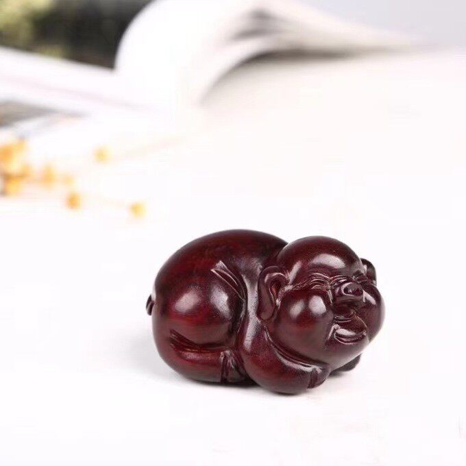 印度小叶紫檀木雕手把件十二生肖猪福气猪动物客厅寓意装饰工艺品