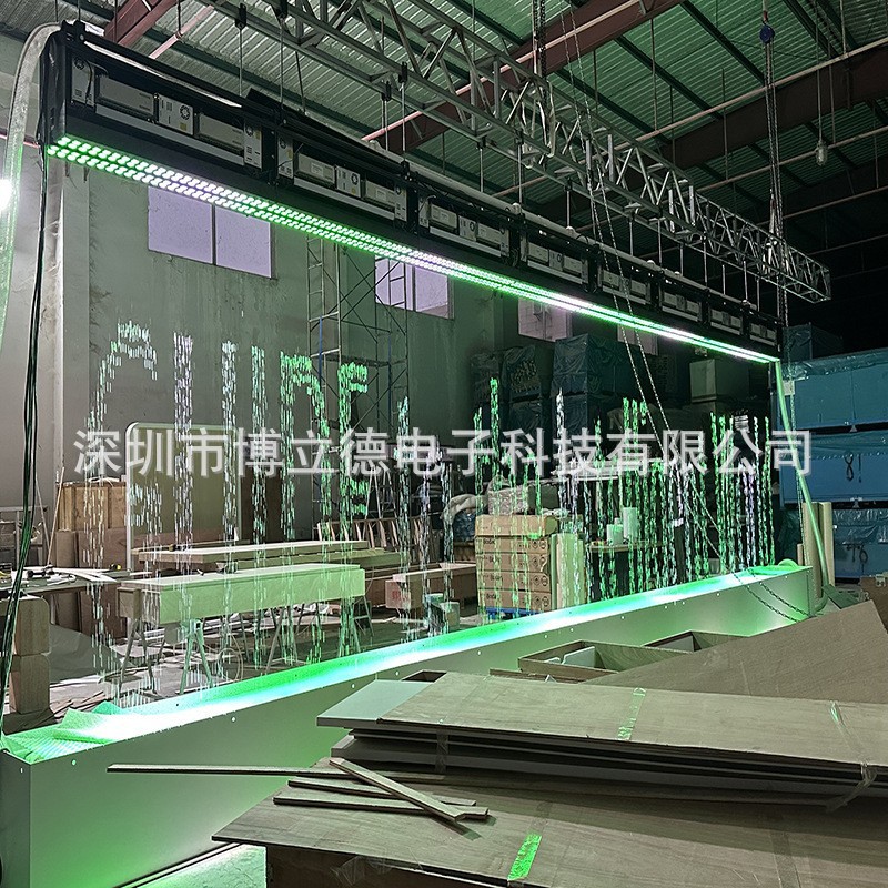 广东大型户外室内装饰数字水帘矩形带时间文字投影灯光源厂家外贸