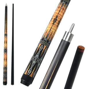 美式大头台球杆 1/2两节式台球杆 中式九球实木57英寸台球杆