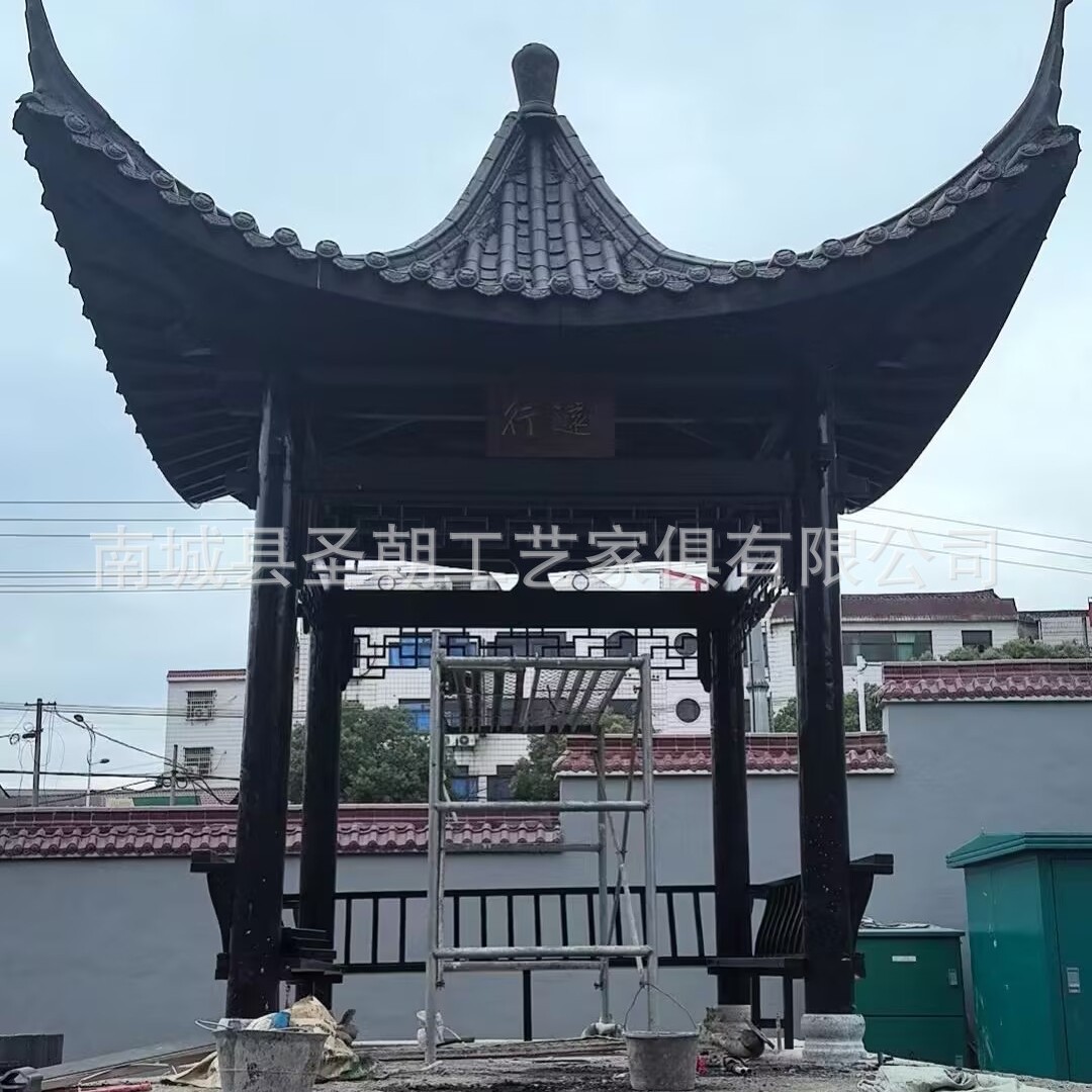 厂家批发木质凉亭实木仿古四角凉亭户外景观凉亭安装设计木制室外