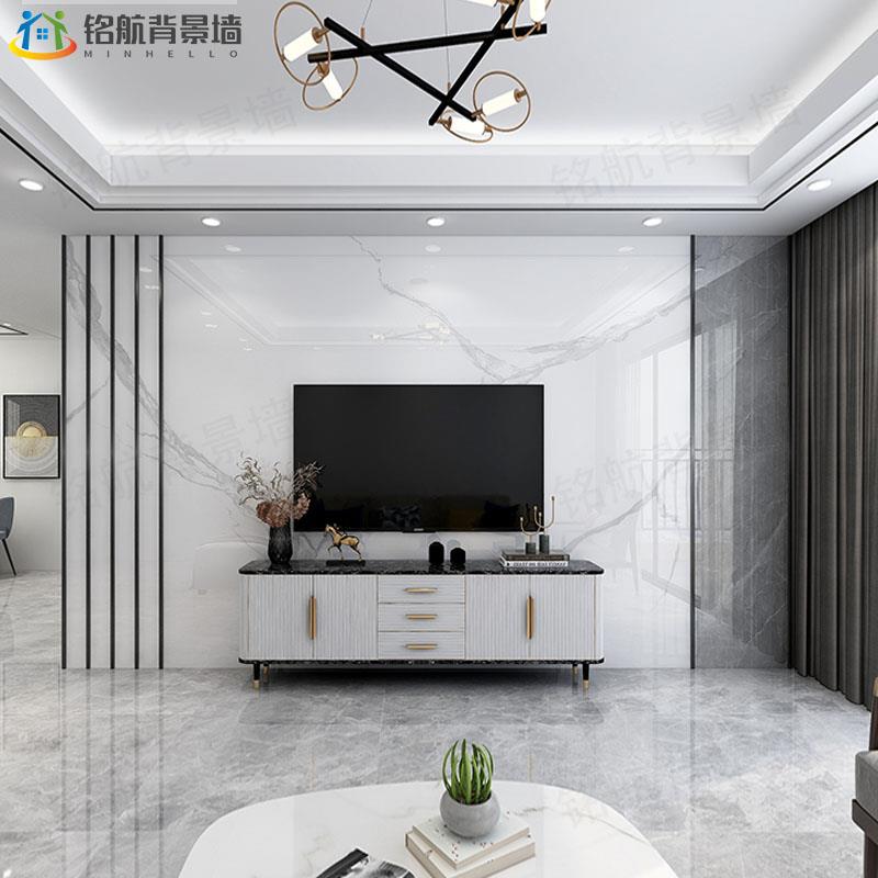 适用竹木纤维集成墙板电视背景墙木饰面板定制仿大理石客厅无缝锁