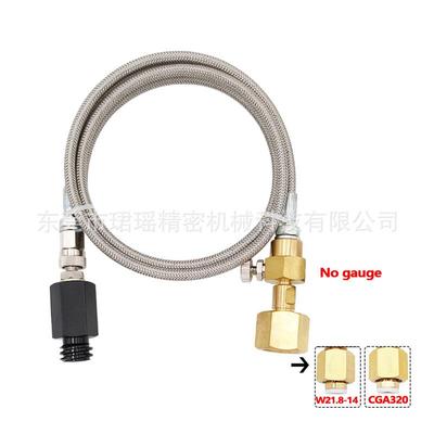 适配跨境不锈钢外编管苏打气泡水机接过气管带泄气接大瓶Cga320/W