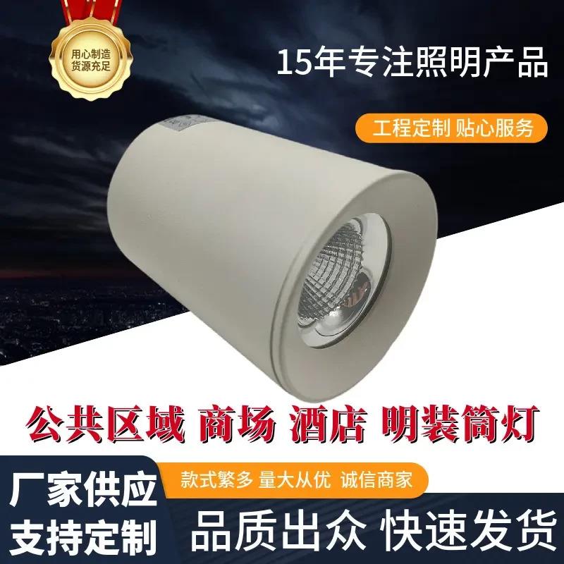 适配车站商场筒灯公共区域led防眩筒灯免开孔吊杆吊链安装led明装