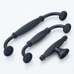 美式厨房柜子抽屉隐形北欧现代简约黑色橱柜衣柜门把手小单孔拉手