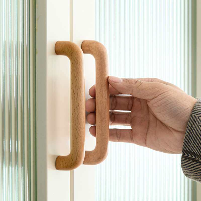 原木柜门木拉手衣柜橱柜抽屉拉手榉木实木现代简约衣柜家具把手