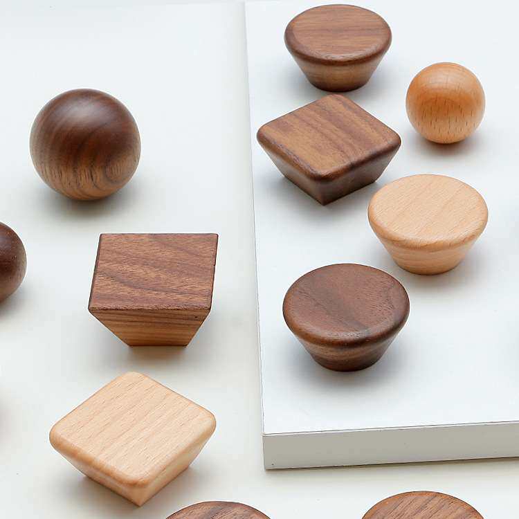 北欧简约实木拉手原木色柜门衣柜木质把手单孔圆形橱柜抽屉小拉手