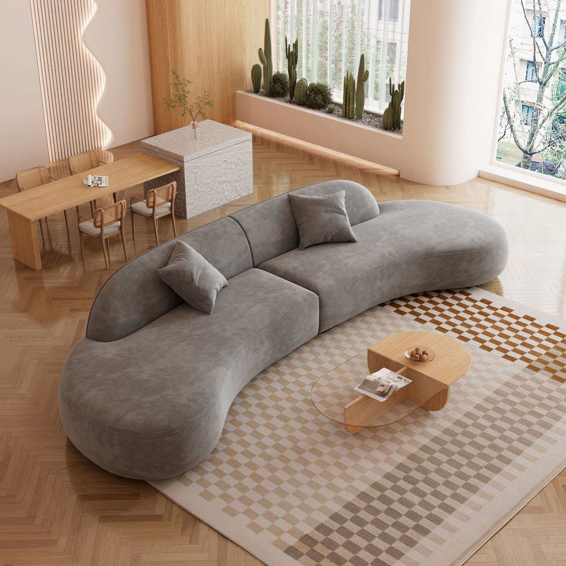 北欧奶油风半圆布艺沙发现代简约小户型设计师款沙发家用极简家具