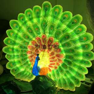 玫瑰花LED树脂发光长颈鹿组合 户外仿真孔雀动物造型灯