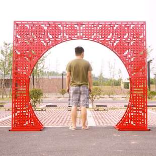 中式婚庆道具铁艺中华门中国风福禄寿喜屏风路引婚礼摆件月亮拱门