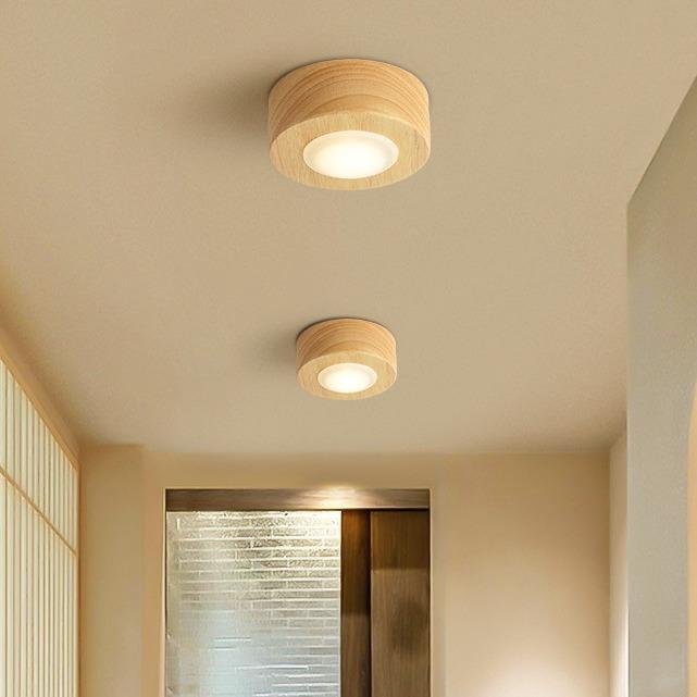 明装实木吸顶式筒灯简约现代过道灯走廊灯日式客厅背景墙阳台小灯