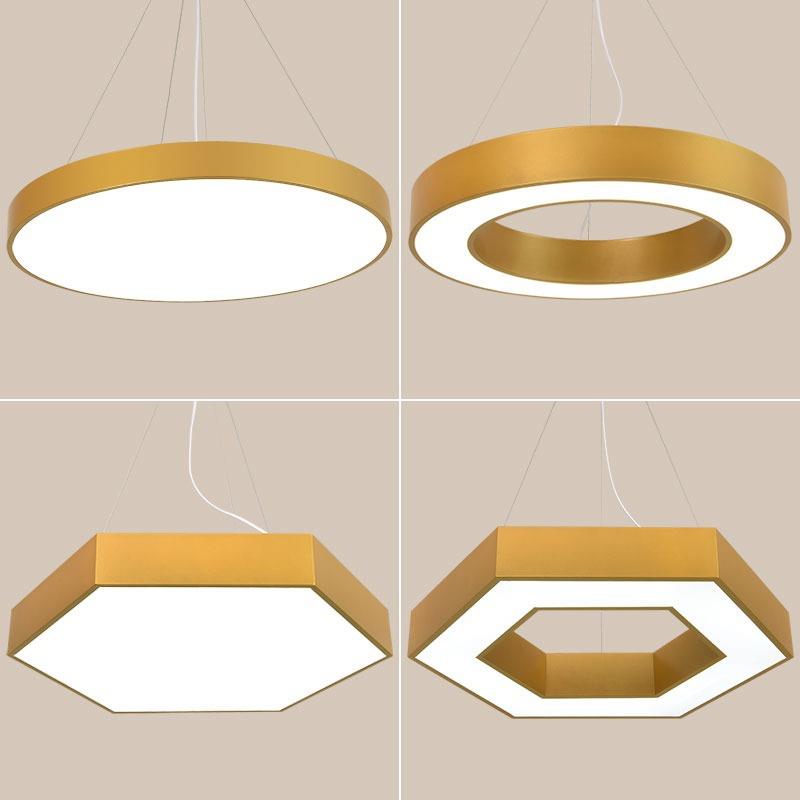 led造型吊灯办公室发廊过道商场灯具简约金色六边形圆形异型极简