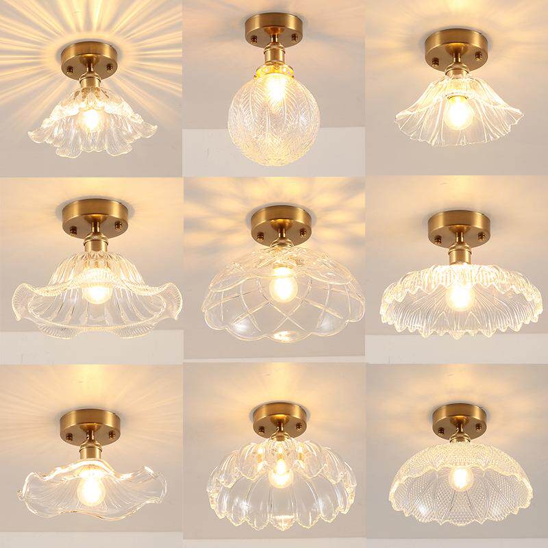 日式复古黄铜玻璃吸顶灯卫生间走廊简约现代民宿入户厅玄关吸顶灯