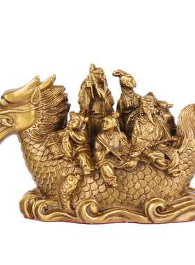 杨铜记 铜八仙过海一帆风顺龙船 帆船 摆件店铺公司开业礼品