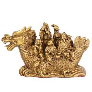 杨铜记 铜八仙过海一帆风顺龙船 帆船 摆件店铺公司开业礼品