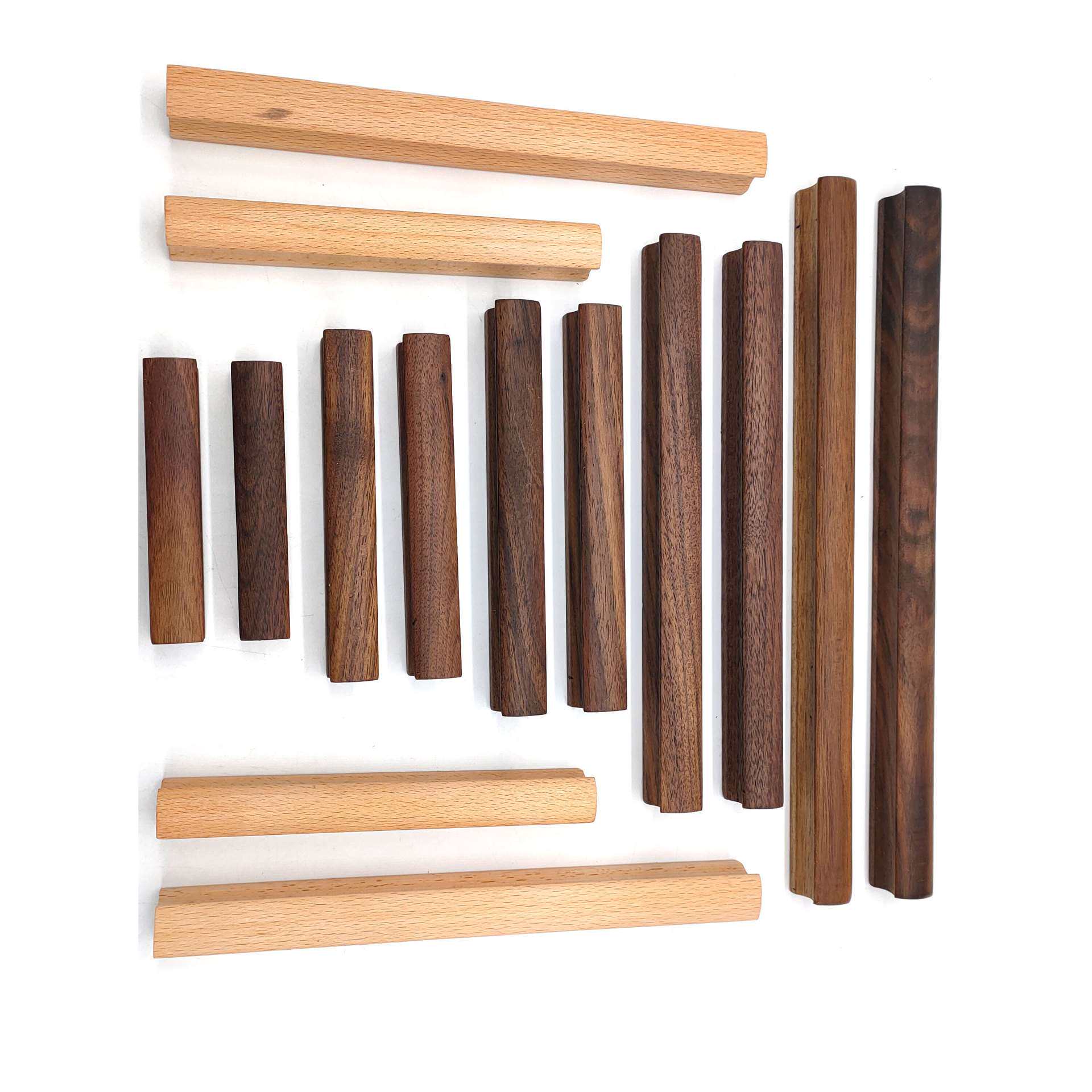 工厂直供实木家具拉手抽屉衣柜门把手榉木双孔把手原木色木制拉手