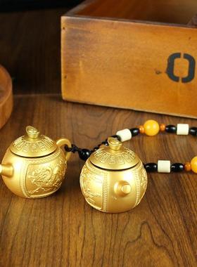 0唐腾龙凤呈祥把把胡转转金元宝手把件金属工艺品桌面解压摆件