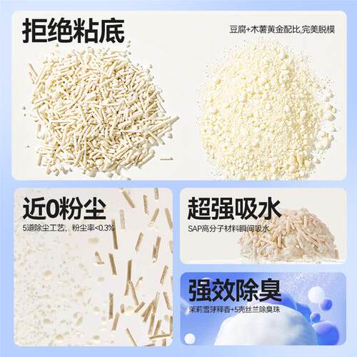Drymax/洁客豆腐木薯混合植物猫砂不黏底无尘易结团除臭猫砂2.3kg