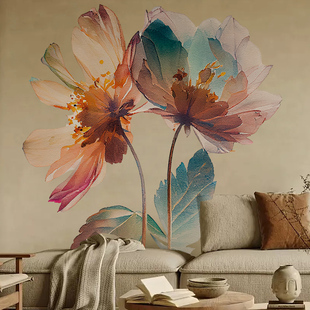 速发装 饰房墙卧室间景布置墙贴背面墙贴画防潮自粘花朵墙壁贴创意