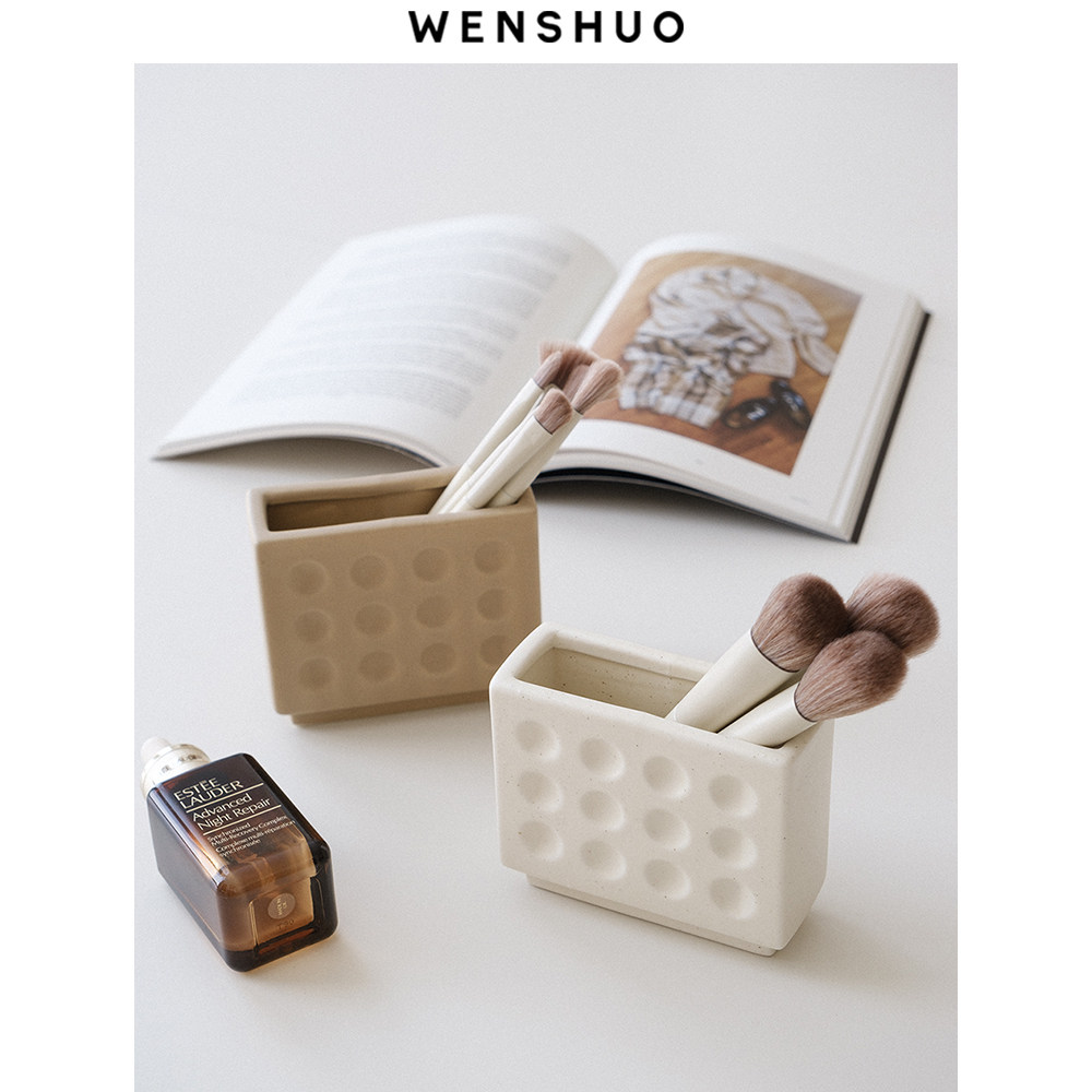 速发W木SHU约奶油积E小花瓶笔筒简O化妆刷文具收纳创意装饰摆件书