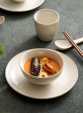 速发优格米黄餐具套装家用碗盘意合创所酒店餐厅会组一人食四件套