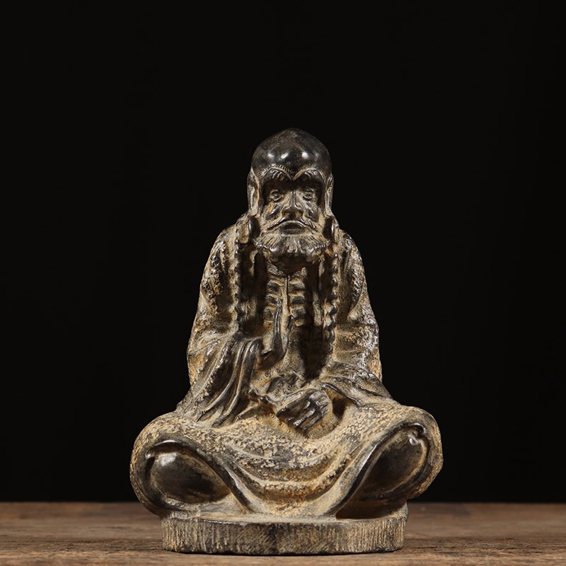 速发仿古石物青石古法制作抽复祖师人雕坐像象古空间陈设中式摆件