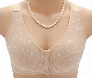 速发新款中老年无妈妈聚圈收副乳钢拢内衣文胸前扣大妈棉质背心胸