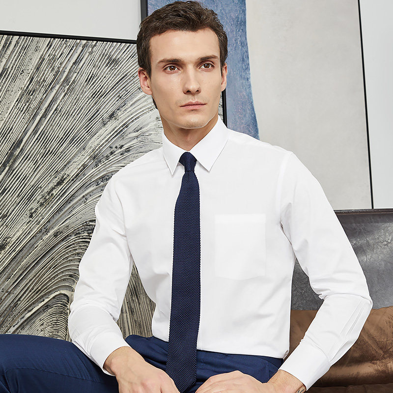 速发春夏男士商务纯色新伴郎郎白长袖婚庆宴会结婚拍照礼服衣衬男