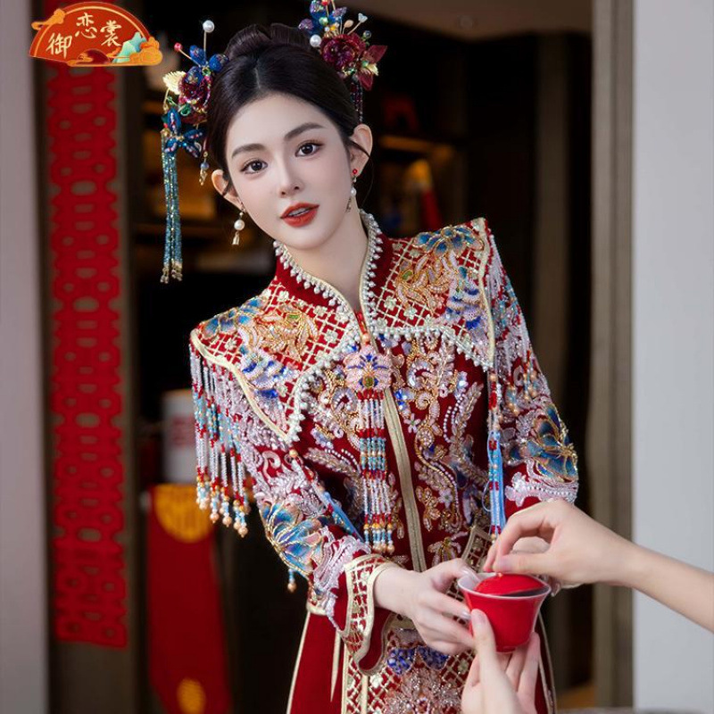 日本品质结婚秀禾服中式出阁敬酒嫁衣大裙摆结婚礼服高级感奢华婚