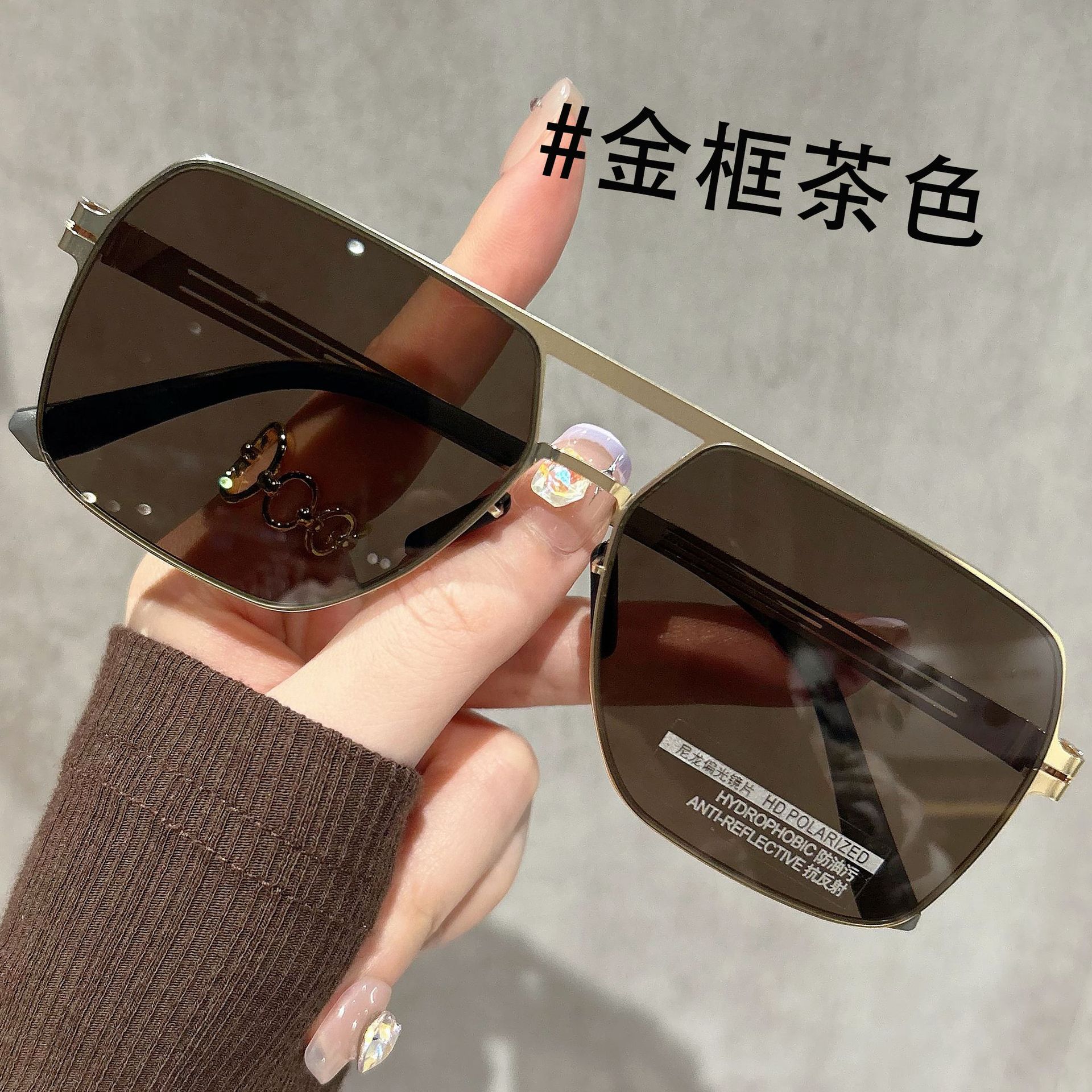 日本品质高清尼龙偏光墨镜男款2025新款高级感开车专用方形茶色男