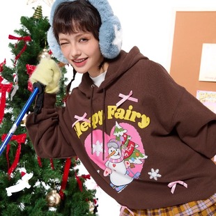 复古 秋冬雪人连帽卫衣套头可爱美式 SleepyFairy 宋妍霏同款