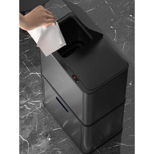 厨房智能感应垃圾分类垃圾桶干湿分离双层收纳柜家用不锈