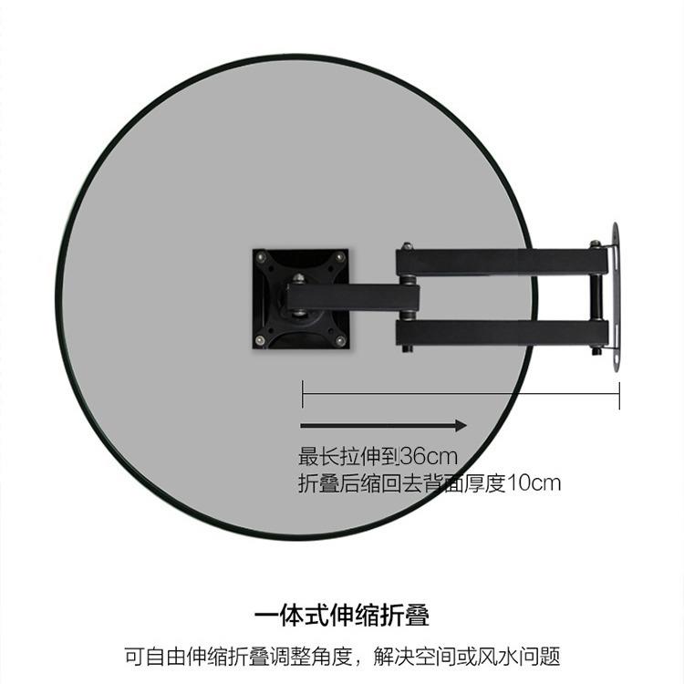 B923壁OLE圆形太空铝折叠N转角伸可缩挂墙卫生间旋转风水镜浴室镜
