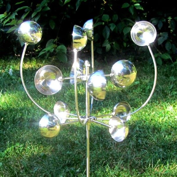 Rotary Wind Spinners Wrought Iron Garden Stakes Pinwheels